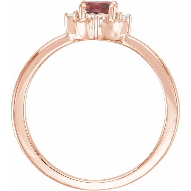 14K Rose Natural Mozambique Garnet & .04 CTW Natural Diamond Halo-Style Ring