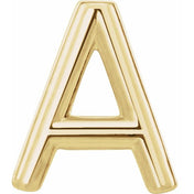 14K Yellow Single Initial A Earring