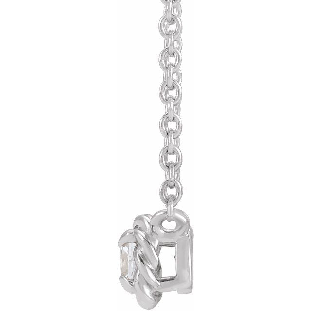 Platinum 5 mm Natural White Sapphire Claw-Prong Rope 18" Necklace