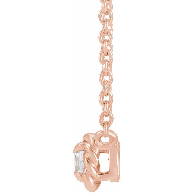 14K Rose 5 mm Natural White Sapphire Claw-Prong Rope 18" Necklace