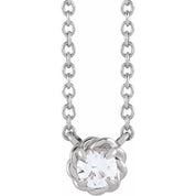 Platinum 5 mm Natural White Sapphire Claw-Prong Rope 18" Necklace