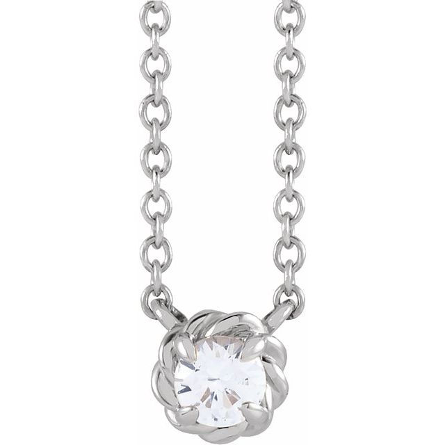 Platinum 5 mm Natural White Sapphire Claw-Prong Rope 18" Necklace