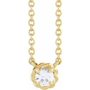 14K Yellow 4.5 mm Natural White Sapphire Claw-Prong Rope 18" Necklace