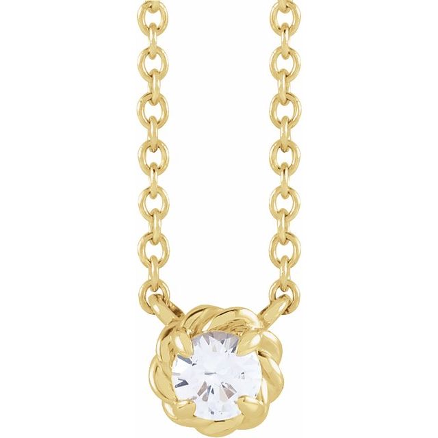 14K Yellow 4.5 mm Natural White Sapphire Claw-Prong Rope 18" Necklace