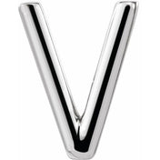 14K White Single Initial V Earring