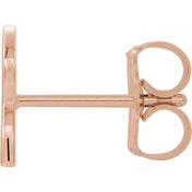 14K Rose Single Initial R Earring