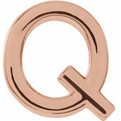 14K Rose Single Initial Q Earring