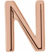 14K Rose Single Initial N Earring