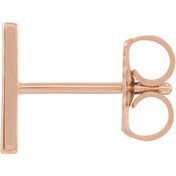 14K Rose Single Initial H Earring