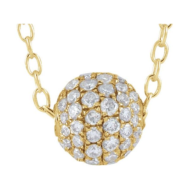 14K 6 mm 3/8 CTW Natural Diamond Ball Necklace 16-18"