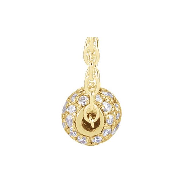 14K 3 mm 1/8 CTW Natural Diamond Ball Necklace 16-18"