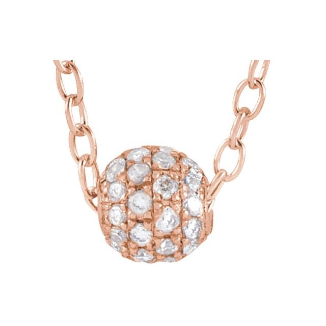 14K 3 mm 1/8 CTW Natural Diamond Ball Necklace 16-18"