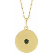 14K Yellow Natural Green Tourmaline Disc 16-18" Necklace