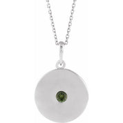 Sterling Silver Natural Green Tourmaline Disc 16-18" Necklace