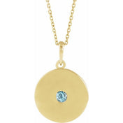 14K Yellow Natural Sky Blue Topaz Disc 16-18" Necklace