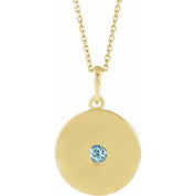 14K Yellow Natural Sky Blue Topaz Disc 16-18" Necklace