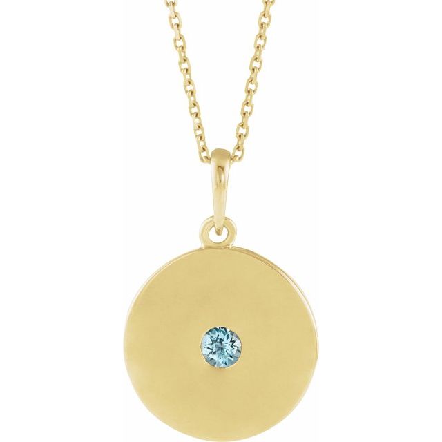 14K Yellow Natural Sky Blue Topaz Disc 16-18" Necklace