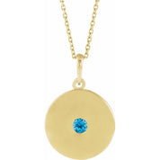 14K Yellow Natural Swiss Blue Topaz Disc 16-18" Necklace