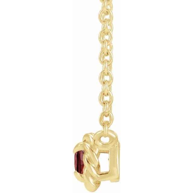 14K Yellow 5 mm Natural Mozambique Garnet Claw-Prong Rope 18" Necklace