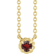 14K Yellow 5 mm Natural Mozambique Garnet Claw-Prong Rope 18" Necklace