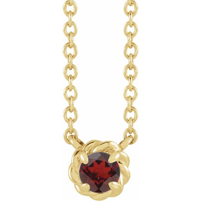 14K Yellow 5 mm Natural Mozambique Garnet Claw-Prong Rope 18" Necklace