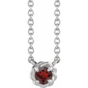 Platinum 5 mm Natural Mozambique Garnet Claw-Prong Rope 18" Necklace