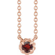 14K Rose 4.5 mm Natural Mozambique Garnet Claw-Prong Rope 18" Necklace