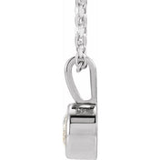 14K 1/4 CT Lab-Grown Diamond Bezel-Set Solitaire Necklace 16-18" Adjustable Chain