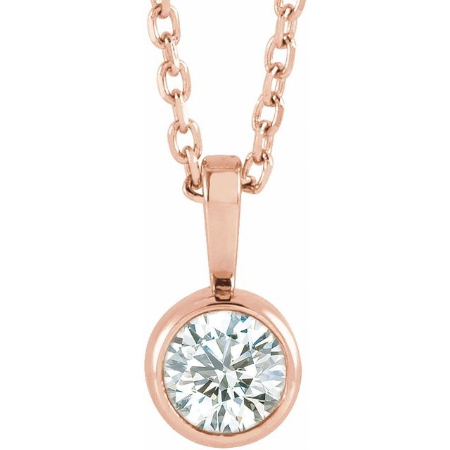 4 CT Lab-Grown Diamond Bezel-Set Solitaire Necklace 16-18" Adjustable Chain