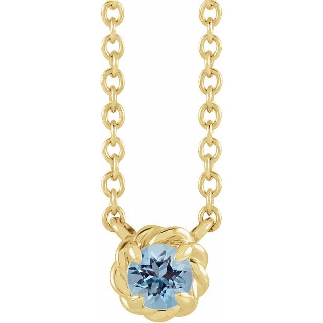 14K Yellow 5 mm Natural Aquamarine Claw-Prong Rope 18" Necklace