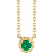 14K Yellow 5 mm Lab-Grown Emerald Claw-Prong Rope 18" Necklace