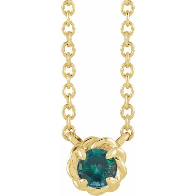 14K Yellow 5 mm Lab-Grown Alexandrite Claw-Prong Rope 18" Necklace