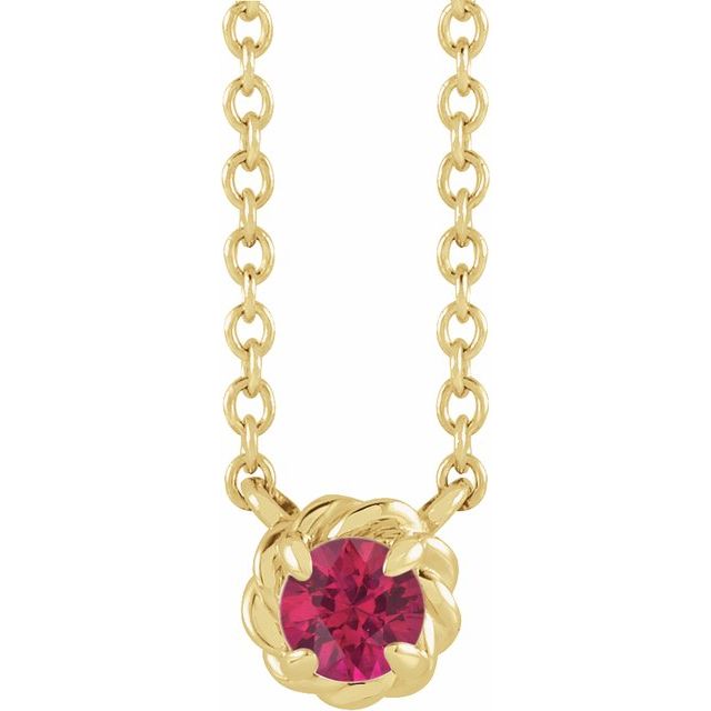 14K Yellow 3 mm Natural Ruby Claw-Prong Rope 18" Necklace