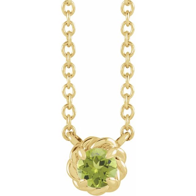 14K Yellow 5 mm Natural Peridot Claw-Prong Rope 18" Necklace