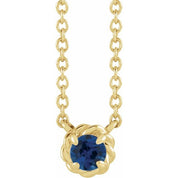 14K Yellow 5 mm Lab-Grown Blue Sapphire Claw-Prong Rope 18" Necklace