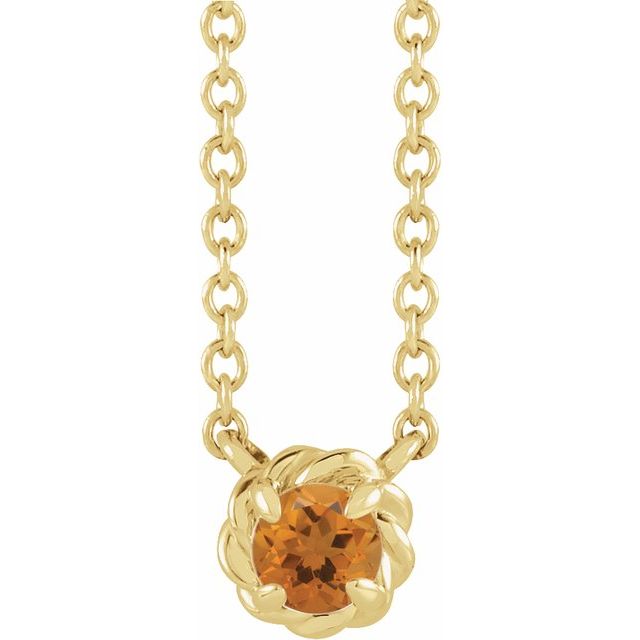 14K Yellow 4.5 mm Natural Citrine Claw-Prong Rope 18" Necklace