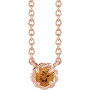 14K Rose 5 mm Natural Citrine Claw-Prong Rope 18" Necklace