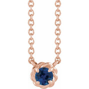 14K Rose 4 mm Natural Blue Sapphire Claw-Prong Rope 18" Necklace