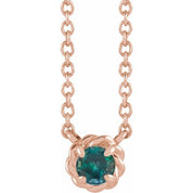 14K Rose 3 mm Lab-Grown Alexandrite Claw-Prong Rope 18" Necklace
