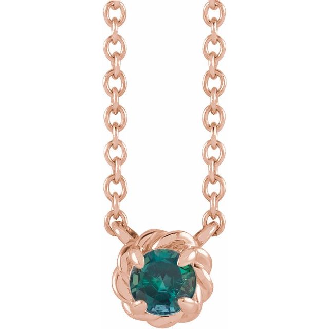 14K Rose 3 mm Lab-Grown Alexandrite Claw-Prong Rope 18" Necklace