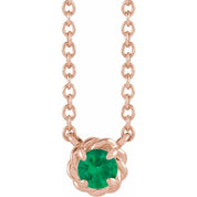 14K Rose 3 mm Lab-Grown Emerald Claw-Prong Rope 18" Necklace