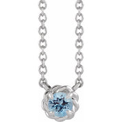 14K White 4.5 mm Natural Aquamarine Claw-Prong Rope 18" Necklace