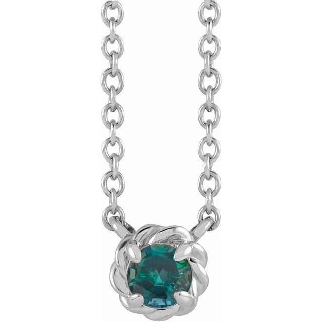 Sterling Silver 3 mm Lab-Grown Alexandrite Claw-Prong Rope 18" Necklace