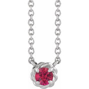 Platinum 5 mm Natural Ruby Claw-Prong Rope 18" Necklace