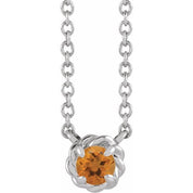 Platinum 5 mm Natural Citrine Claw-Prong Rope 18" Necklace