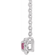 Sterling Silver 4 mm Natural Pink Tourmaline Claw-Prong Rope 18" Necklace