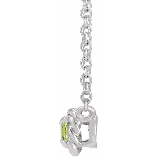 Platinum 5 mm Natural Peridot Claw-Prong Rope 18" Necklace
