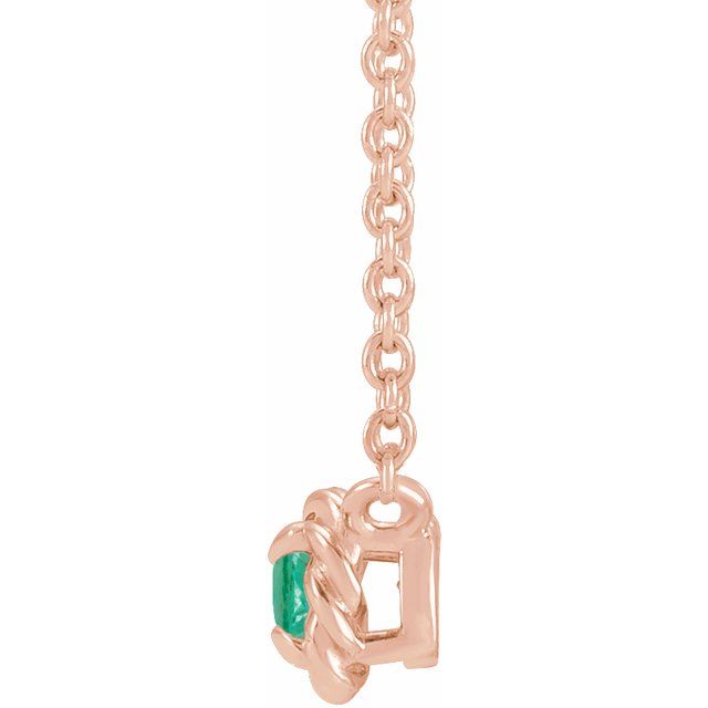 14K Rose 3 mm Lab-Grown Emerald Claw-Prong Rope 18" Necklace