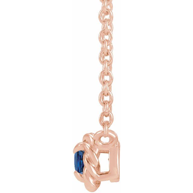 14K Rose 5 mm Natural Blue Sapphire Claw-Prong Rope 18" Necklace