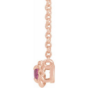 14K Rose 4 mm Natural Pink Tourmaline Claw-Prong Rope 18" Necklace